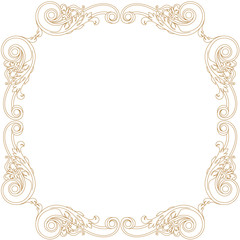 Golden vintage border frame engraving with retro ornament pattern in antique baroque style decorative design. Vector.