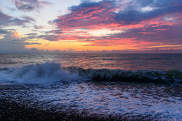 Amazing purple sunset over the Black Sea