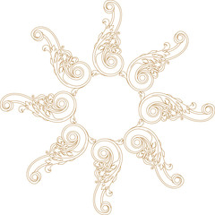 Golden vintage baroque ornament, corner. Retro pattern antique style acanthus. Decorative design element filigree calligraphy vector. - stock vector