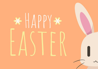 happy easter greeting card with bunny easter and easter egg, happy easter, vector illustration