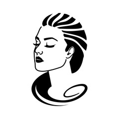 beautiful young woman, white and black