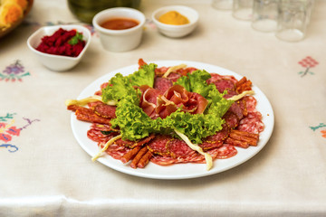 Cured meats and sausages.