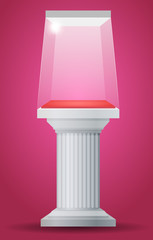 Showcase on column pedestal