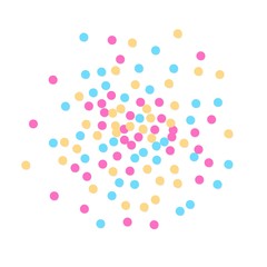 Multi coloured Confetti with shadows spread on transparent background