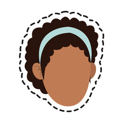face of young dark skin woman icon image vector illustration design 