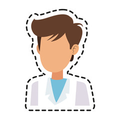 young man with laboratory or medical robe icon image vector illustration design 
