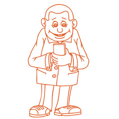 Obraz premium The man threw everything and enthusiastically looking for something on the Internet. Smartphone in hand.