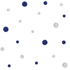 SEAMLESS BLUE AND SILVER DOT GLITTER PATTERN ON WHITE BACKGROUND