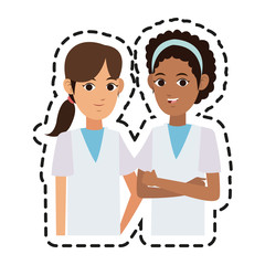 young woman with laboratory or medical robe  icon image vector illustration design 