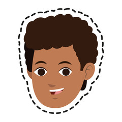 face of dark skin young man icon image vector illustration design 