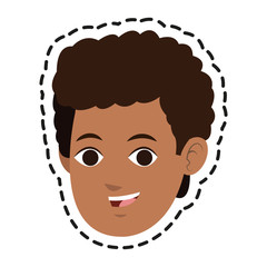 face of dark skin young man icon image vector illustration design 