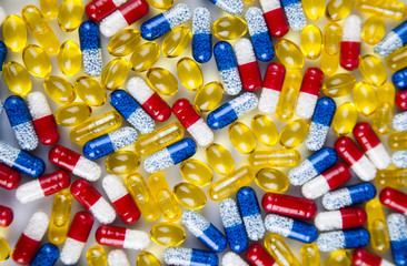 Medicine and healthy, Close up of capsules background