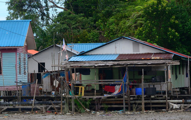 Fototapeta na wymiar Fishing village, Kapung Salak, Borneo, Malaysia