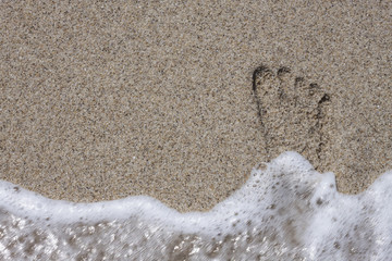 Sand texture of footprint on the sand