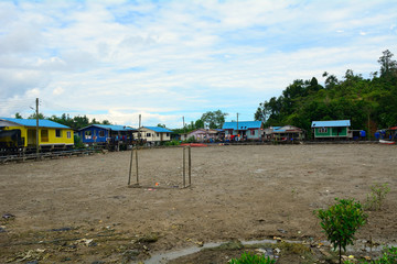 Football field in the village, Kapung Salak, Borneo, Malaysia