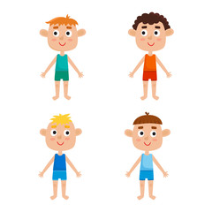 Young european boys body template: front.