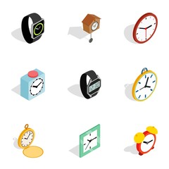 Modern time icons, isometric 3d style