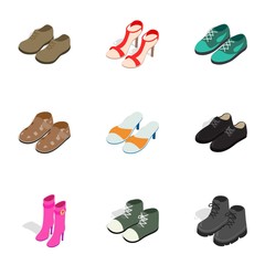 Shoes icons, isometric 3d style
