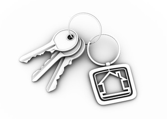 3d Illustration of Door keys isolated white background