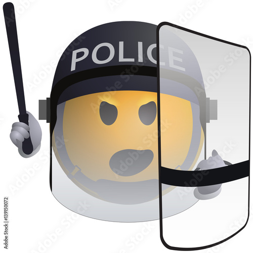 "Police Smiley with Helmet and Shield This policeman emoticon will made order in everyone live