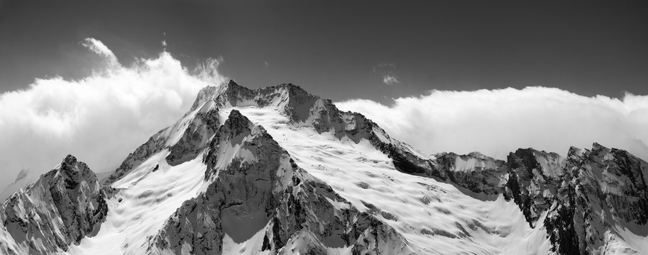 Black and white mountain panorama