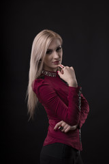 Fototapeta premium Lovely model with bright makeup and long blonde hair