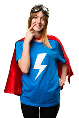 Happy pretty superhero girl