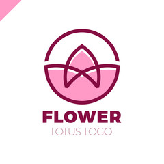 Flower Logo circle abstract design vector template. Lotus SPA icon...Cosmetics Hotel Garden Beauty salon Logotype concept.