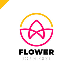 Flower Logo circle abstract design vector template. Lotus SPA icon...Cosmetics Hotel Garden Beauty salon Logotype concept.