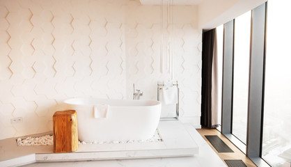 Modern bathroom in light colours.