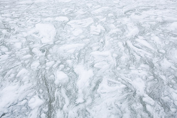 frozen sea in winter. Iced sea and covered with untouched snow