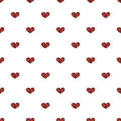 seamless red glitter heart pattern on white background