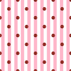 seamless red heart glitter pattern on pink stripe background