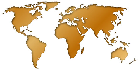 Fototapeta na wymiar golden world map
