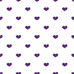 seamless violet heart glitter pattern on white background