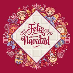 Obraz na płótnie Canvas Feliz navidad. Xmas card on Spanish language.