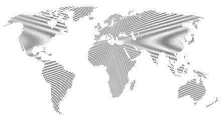 Obraz premium round lines world map silhouette