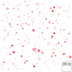 Fototapeta na wymiar Vector Illustration of a red Background with Heart Confetti