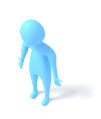 Depression Concept: Sad 3d Man, 3d illustration on white background