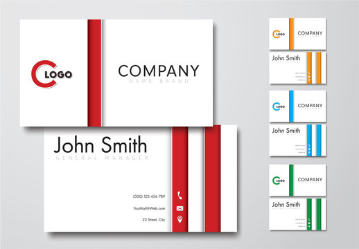 4 Striped Business Card Layouts