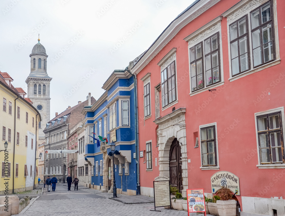 Wall mural architecture in streets of city sopron in hungary