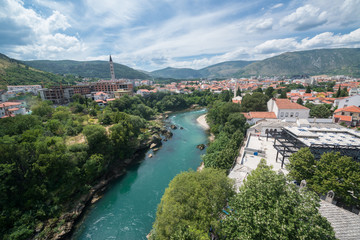 Fototapeta na wymiar View from the mosque in Mostar, Bosnia and Herzegovina