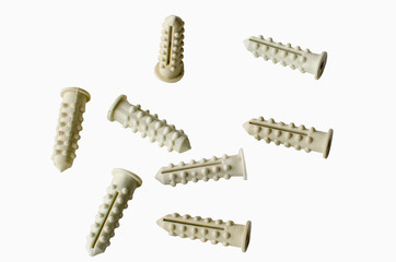 Dowel. The dowel-nail.Different dowel-nails on a white background.