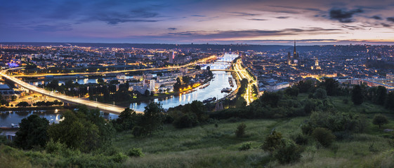 Panorama of Rouen at sunset