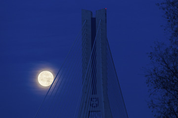 Super moon by Tadeusz Mazowiecki Bridge in Rzeszow