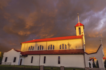 Jasionka church at sunset