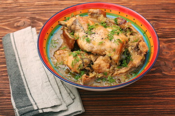 Roasted rabbit with herbs