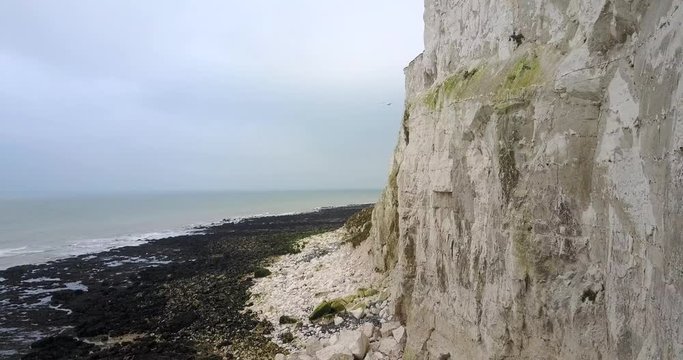 Natural beauty White Cliffs of Dover aerial footage