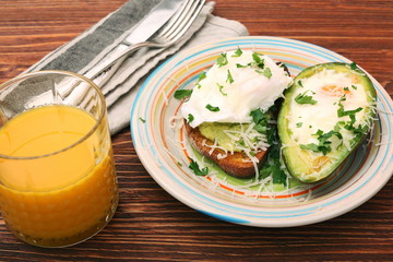 Sandwich with avocado and a fried egg