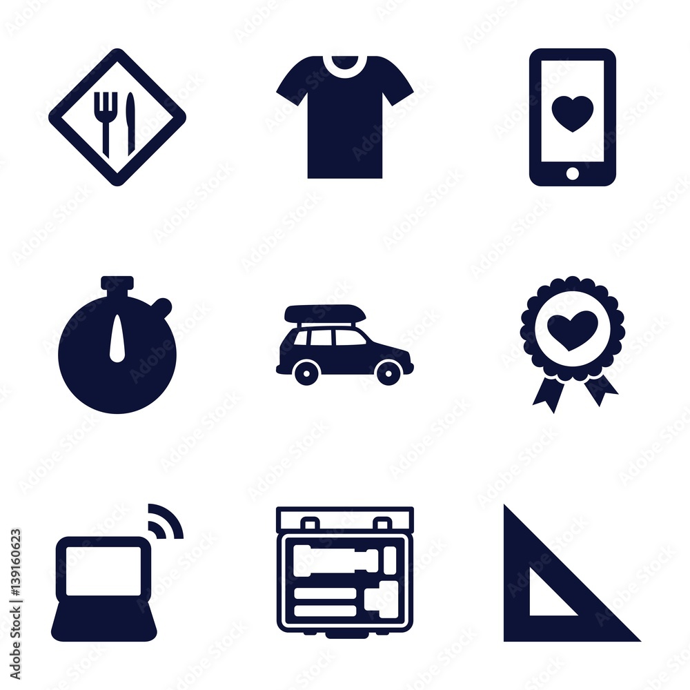 Poster Set of 9 button filled icons